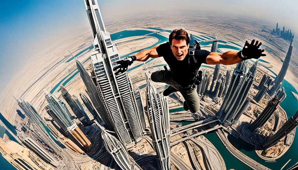 Tom Cruise hanging off the Burj Khalifa in 'Mission Impossible: Ghost Protocol'