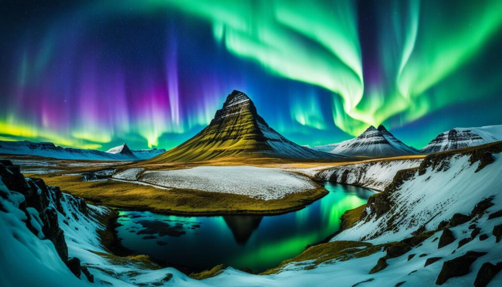 Enchanting Northern Lights over Kirkjufell
