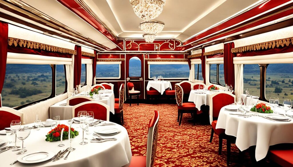 Luxury Dining Car on Royal Rajasthan on Wheels