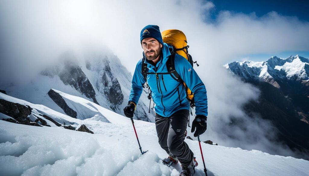 Mountaineer facing the challenges of the Himalayas