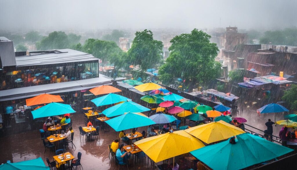 Rooftop Cafe in Delhi during Monsoon