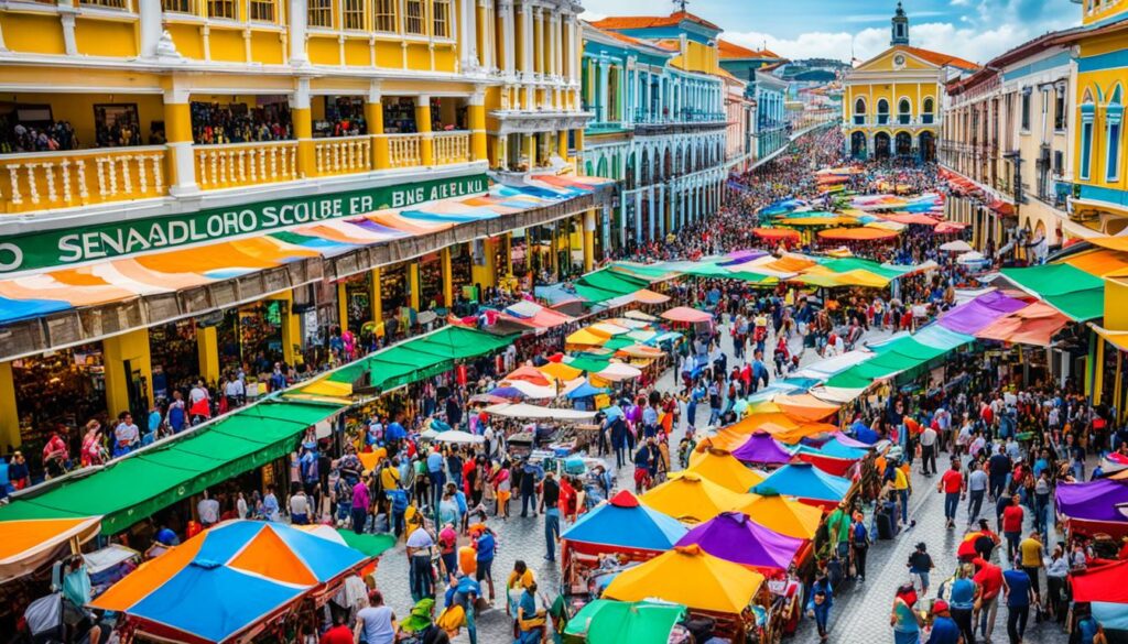 Senado Square bustling with shoppers