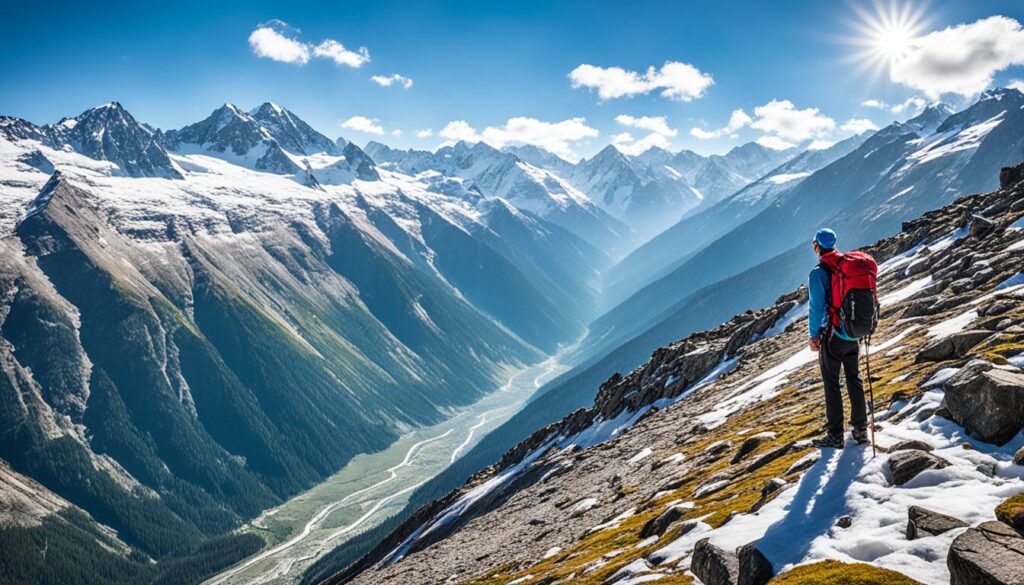 Trekker overlooking Rohtang Pass