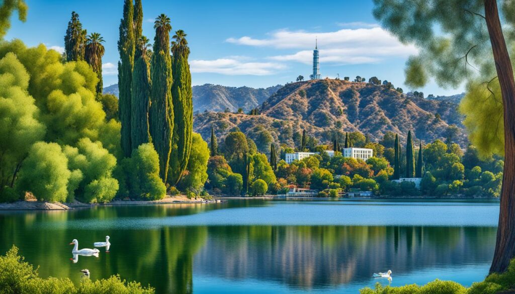 scenic views of Lake Hollywood